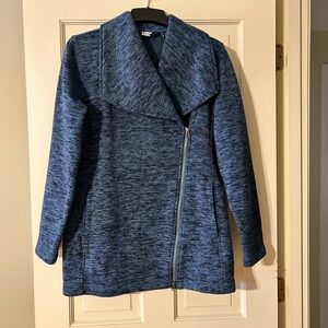 Lands' End Blue Trench Coat with Oversized Collar